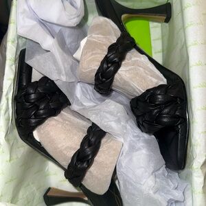 Black Braided Heeled Sandals